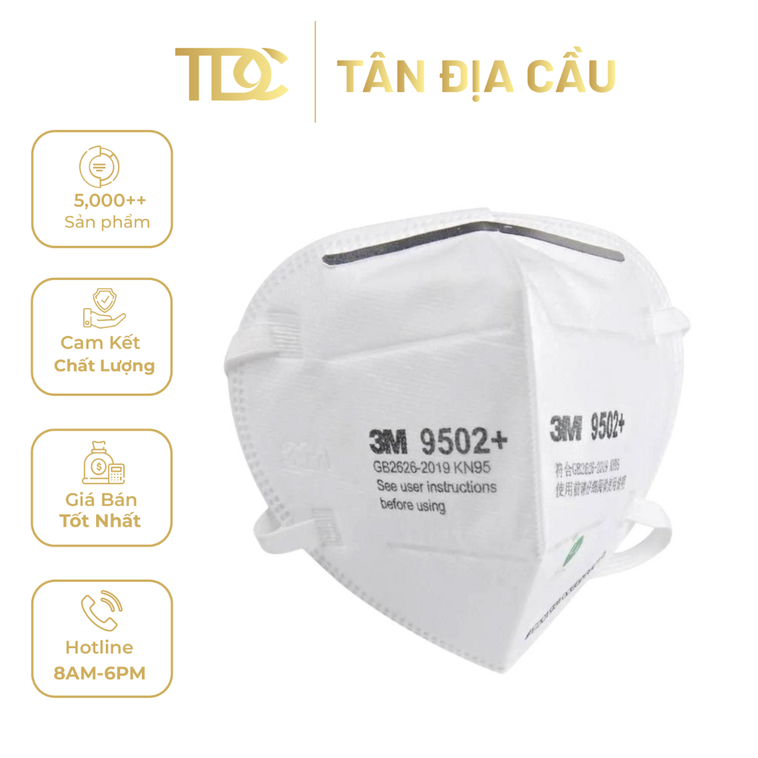 Khẩu Trang Bảo Vệ Hô Hấp 3M 9502+, N95, 50 Cái/Hộp, 500 Cái/Thùng