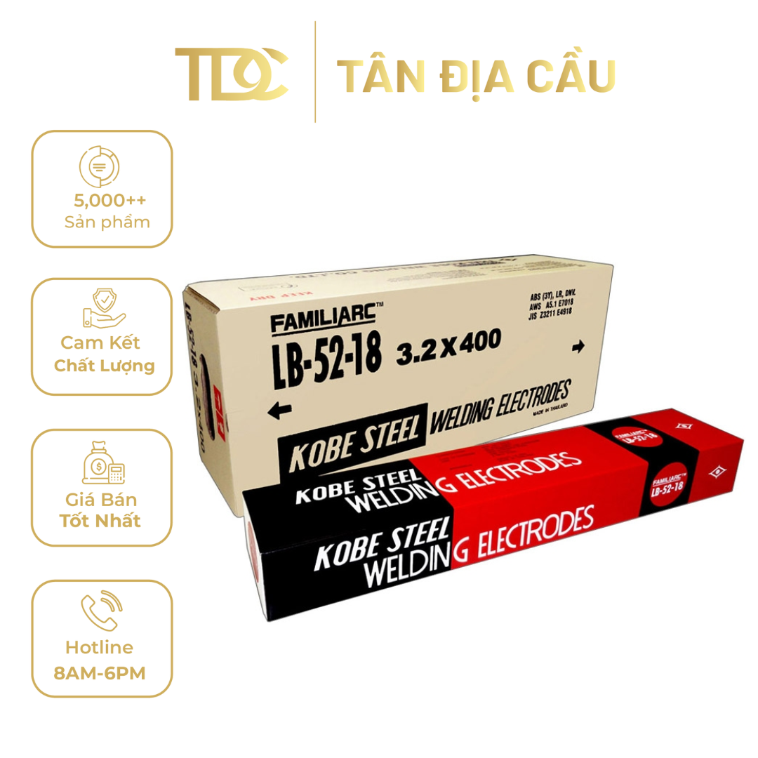 Que Hàn Chịu Lực Kobelco E7018 LB-52-18, 2.6mm 3.2mm 4.0mm