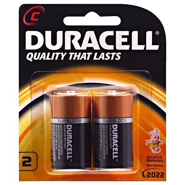 Duracell Alkaline Battery MN1400/B2, Type C, Pack of 2, Long Lasting