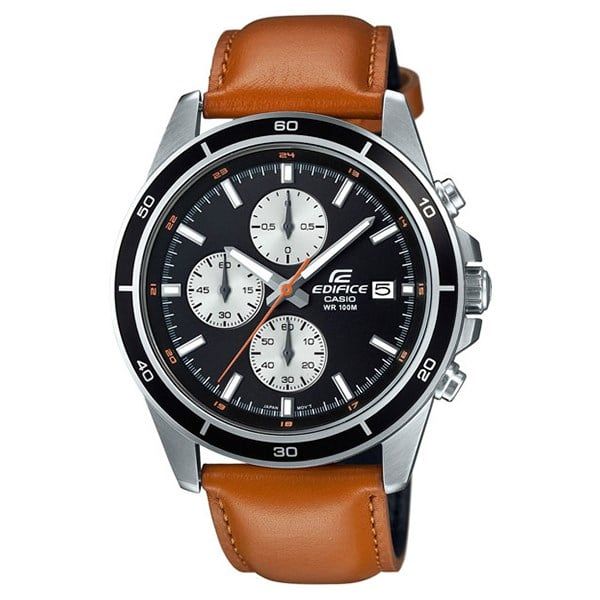 Casio Edifice Chronograph Black Leather Band, EFR-526L-1AVUDF (43mm), Men