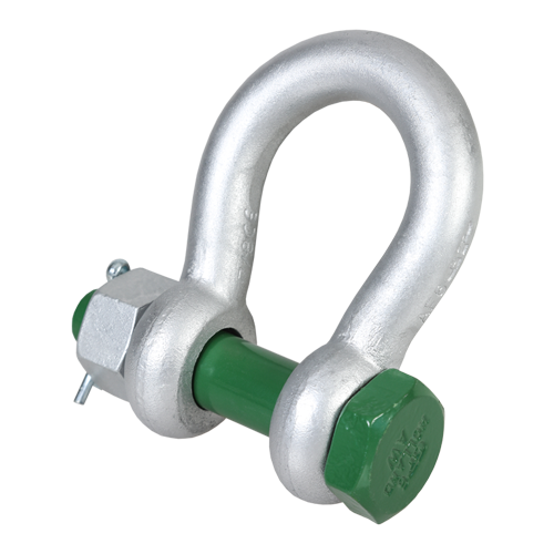 Green Pin Bow Shackle with Safety Bolt Pin, 12 Ton WLL, GPGHMB32