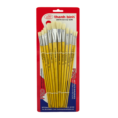Cọ Vẽ Đầu Tròn Thanh Bình, Mã 1VT, 1 Vỉ 12 Cây, Số 1 -> Số 12