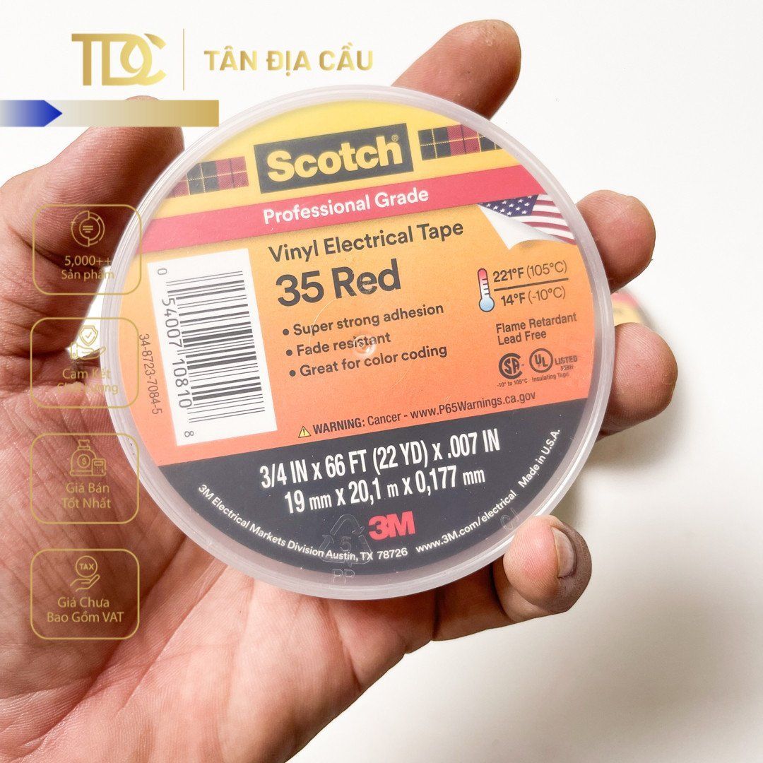 3M Electric Tape #35 Red, 19mm X 20m X 0.177mm ( 3/4