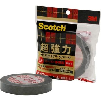 3M 363-0994, Super Strong Double Sided Tape Premier Gold Super Versatile Rough Surface, 19mm W X 4m L