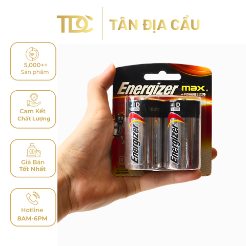 Pin Đại D Energizer Max E95 BP2, 1.5V, Vỉ 2 Viên