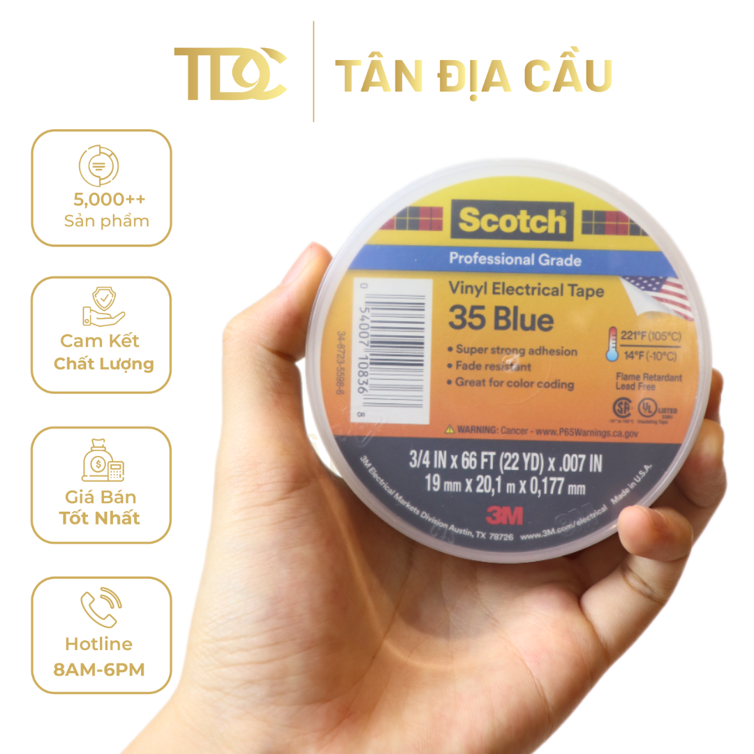 3M Electric Tape #35 Blue, 19mm X 20m X 0.177mm ( 3/4