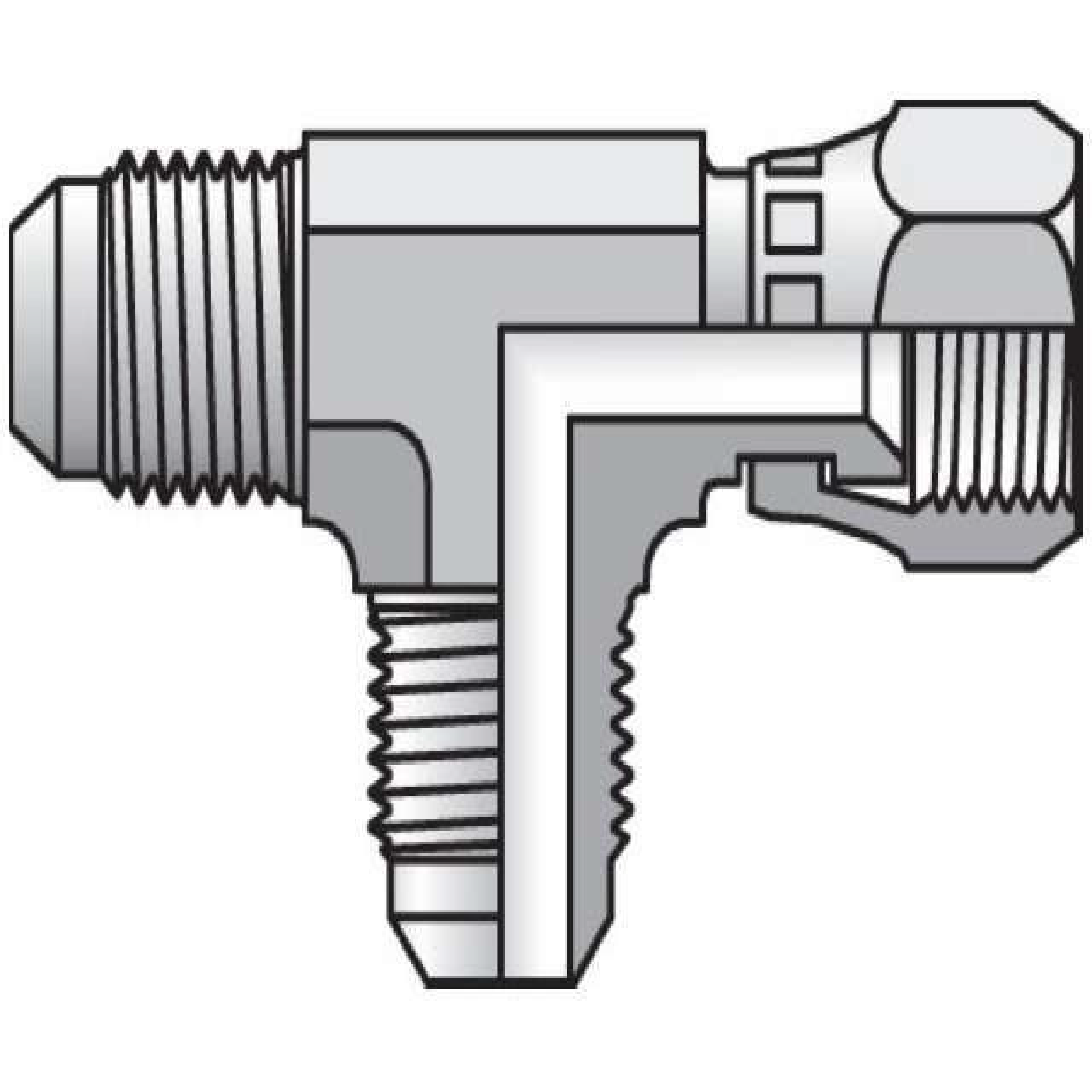 Parker 8 R6X-S Swivel Nut Run Tee 1/2 JIC X 1/2 Swivel X 1/2 JIC Steel
