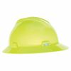 MSA Full Brim Hard Hat, Type 1, Class E, Ratchet (4-Point), Hi-Vis Yellow/Green, #10061515