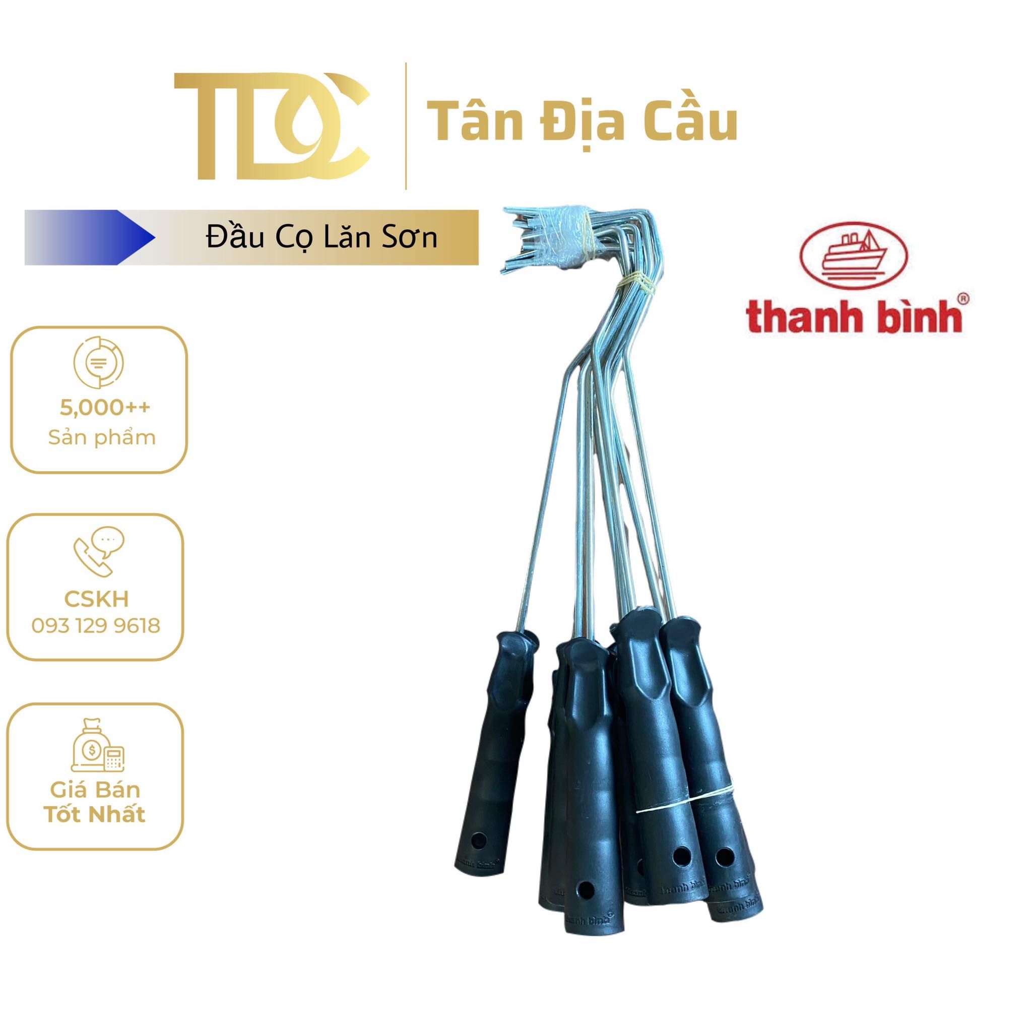 Cây Lăn Sơn Cán Nhựa Đen Thanh Bình 15cm/6in, Không Gồm Đầu Cọ