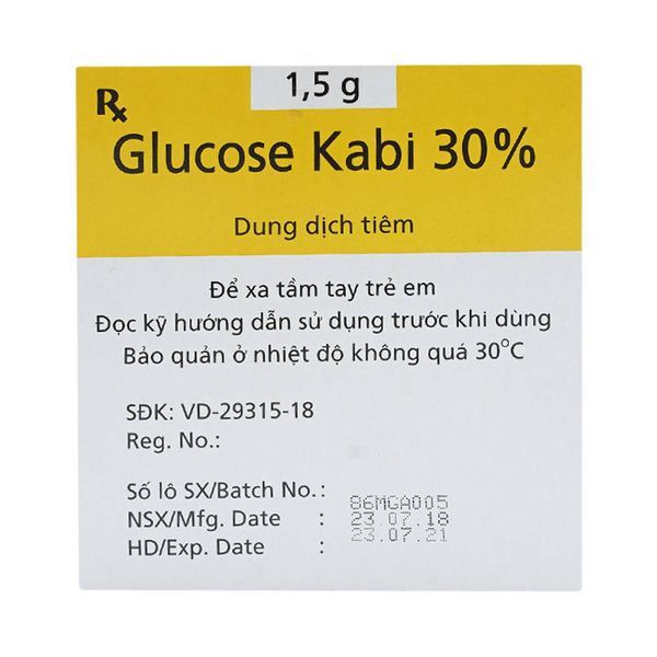 Thuốc Tiêm Glucose Kabi 30% Trị Hạ Đường Huyết Nặng (50 Ống X 5Ml)