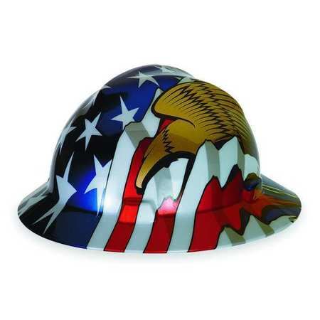 MSA Full Brim Hard Hat, Type 1, Class E, Ratchet (4-Point), Red, #10071159