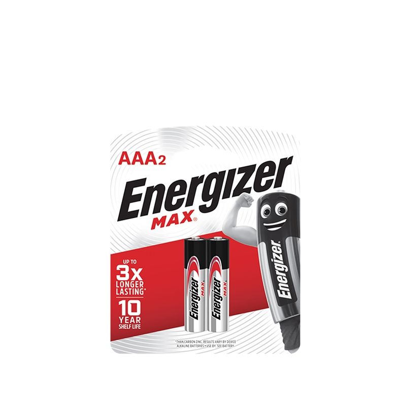 E91 BP2 Energizer MAX AA Alkaline Battery, 2 PK, 1.5VDC