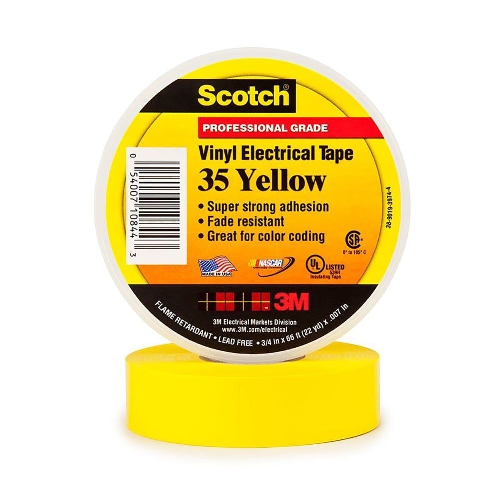 3M Electric Tape #35 Yellow, 19mm X 20m X 0.177mm ( 3/4