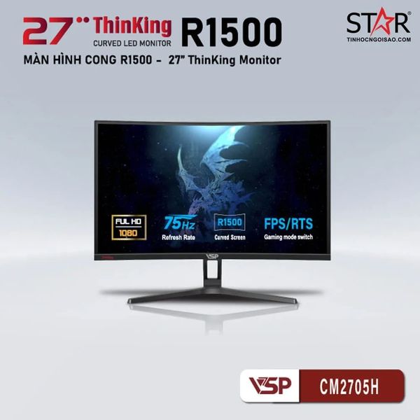  Màn Hình Gaming VSP CM2705H 27in FHD VA 75Hz 6ms Cong 