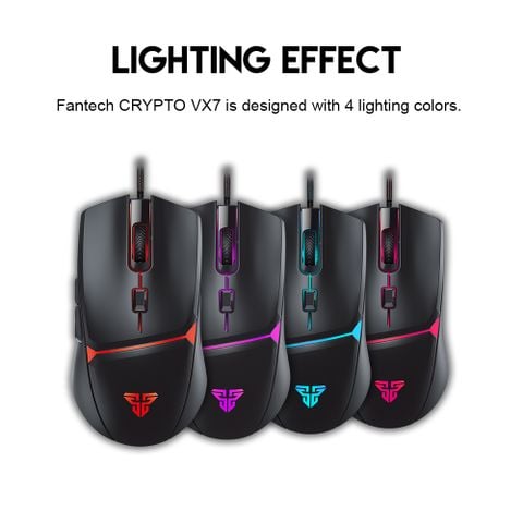  Chuột Gaming Có Dây Fantech VX7 CRYPTO 8000DPI LED 4 Màu 6 Phím Macro Có Phần Mềm Tùy Chỉnh Riêng Màu Đen/Trắng 