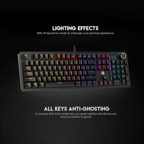  Bàn phím cơ Gaming Full-sized có dây Fantech MK853 MAXPOWER Outemu Blue/Red Switch LED RGB Gradient Full Anti Ghosting 