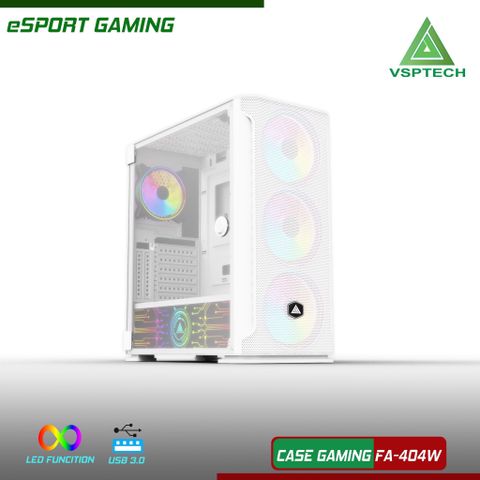  CASE VSPTECH GAMING FA-404W ( TẶNG 4 FAN LED RGB) NEW 