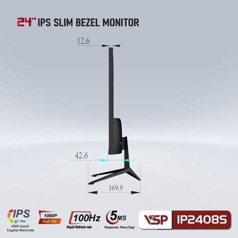  Màn hình Gaming VSP IP2408S Phẳng FHD, IPS, 75Hz 