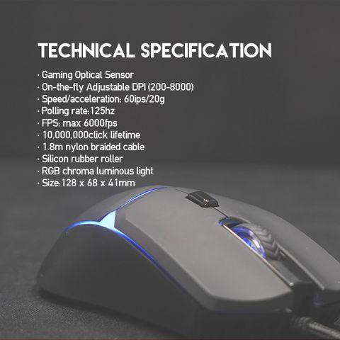  Chuột Gaming Có Dây Fantech VX7 CRYPTO 8000DPI LED 4 Màu 6 Phím Macro Có Phần Mềm Tùy Chỉnh Riêng Màu Đen/Trắng 