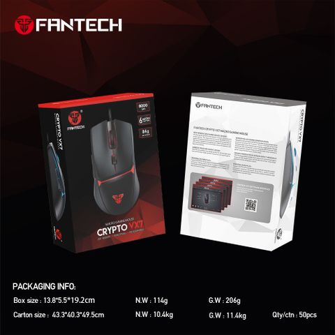  Chuột Gaming Có Dây Fantech VX7 CRYPTO 8000DPI LED 4 Màu 6 Phím Macro Có Phần Mềm Tùy Chỉnh Riêng Màu Đen/Trắng 