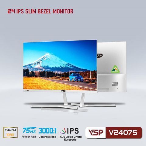  Màn Hình VSP V2407S - Trắng | 23.8 inch, FHD, IPS, 75Hz, 8ms, phẳng 