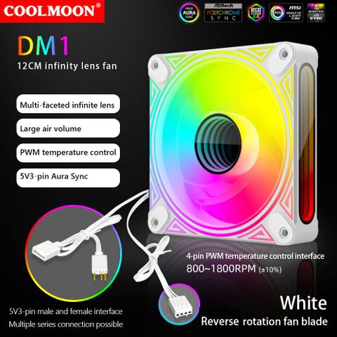  Quạt Fan COOLMOON DM1 WHITE SYNC MAIN - Tặng Kèm 4 Ốc 