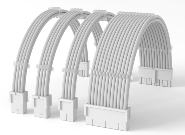  Bộ dây nguồn bọc lưới trắng 24pin main + 8pin cpu (2 dây) 