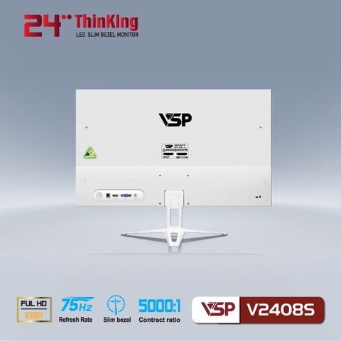  Màn hình phẳng LED tràn viền Slim Bezel VSP V2408S - White 