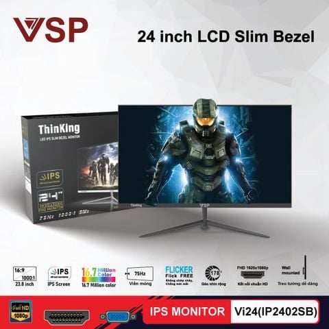  LCD IPS VSP ThinKing 24inch tràn viền Slim Bezel Vi24(IP2402SW/B) 