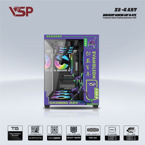  VỎ CASE MÁY TÍNH VSP X2 - G.ART ĐEN 