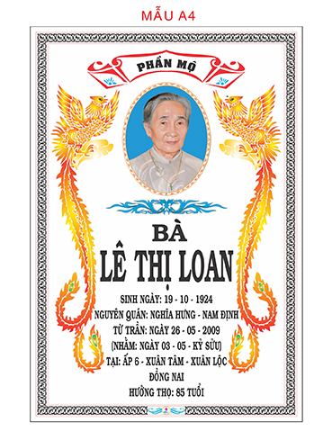  Bia men 2D mẫu: Phụng 