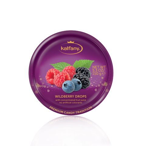  Kẹo hoa quả ngậm KALFANY – Vị Nho dâu – Hộp thiếc 150g 