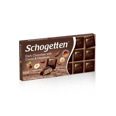  Socola SCHOGETTEN – Vị Đắng Cacao & Hạt phỉ – thanh 100g 