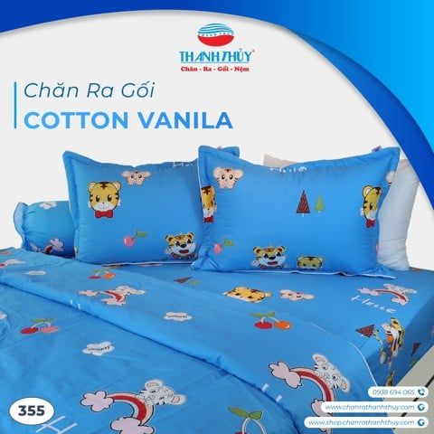  Bộ Ga Bọc Cotton Vanila (Vỏ Gối Không Lót Gòn) 355 