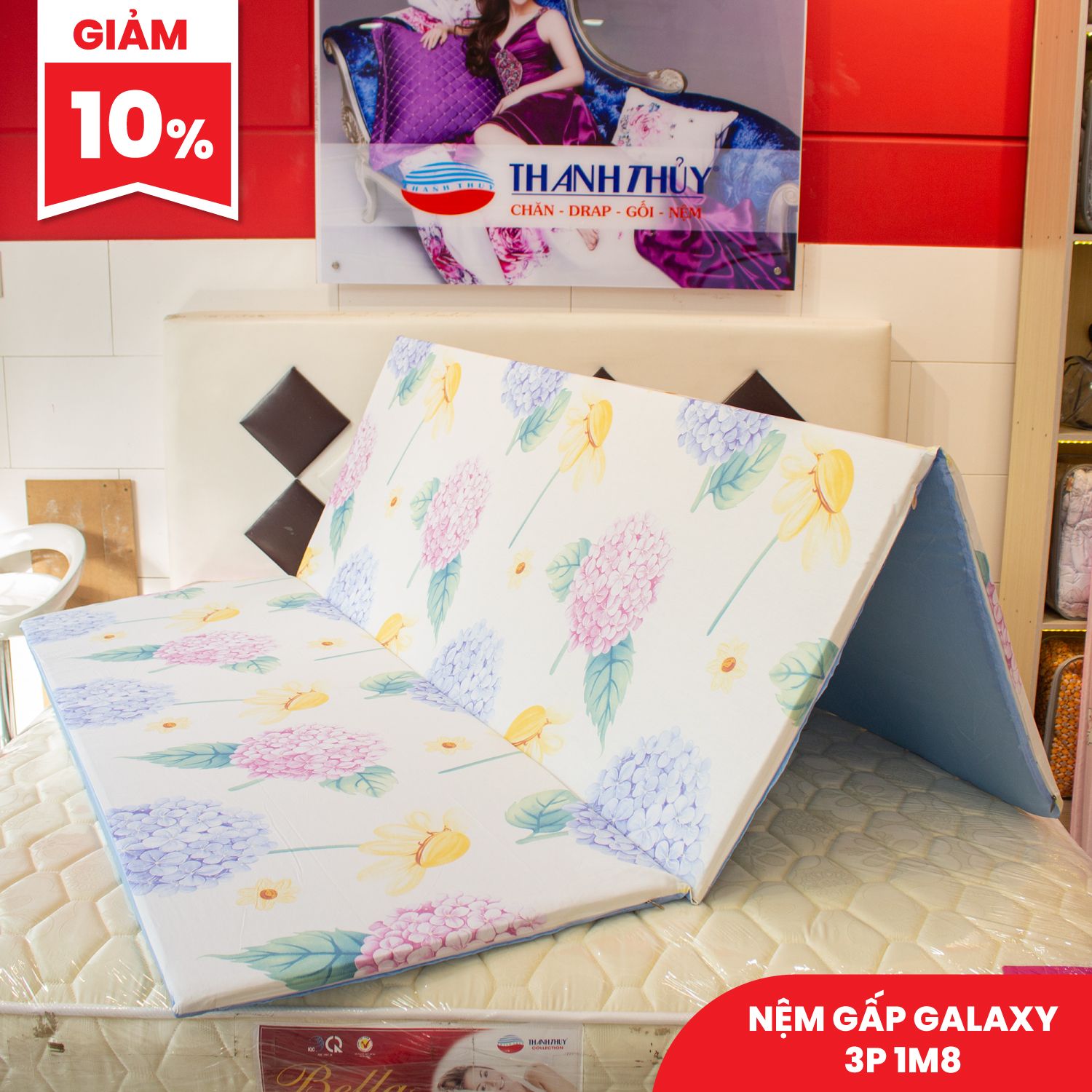  Nệm Bông Ép Gấp Galaxy - Dày 3cm 