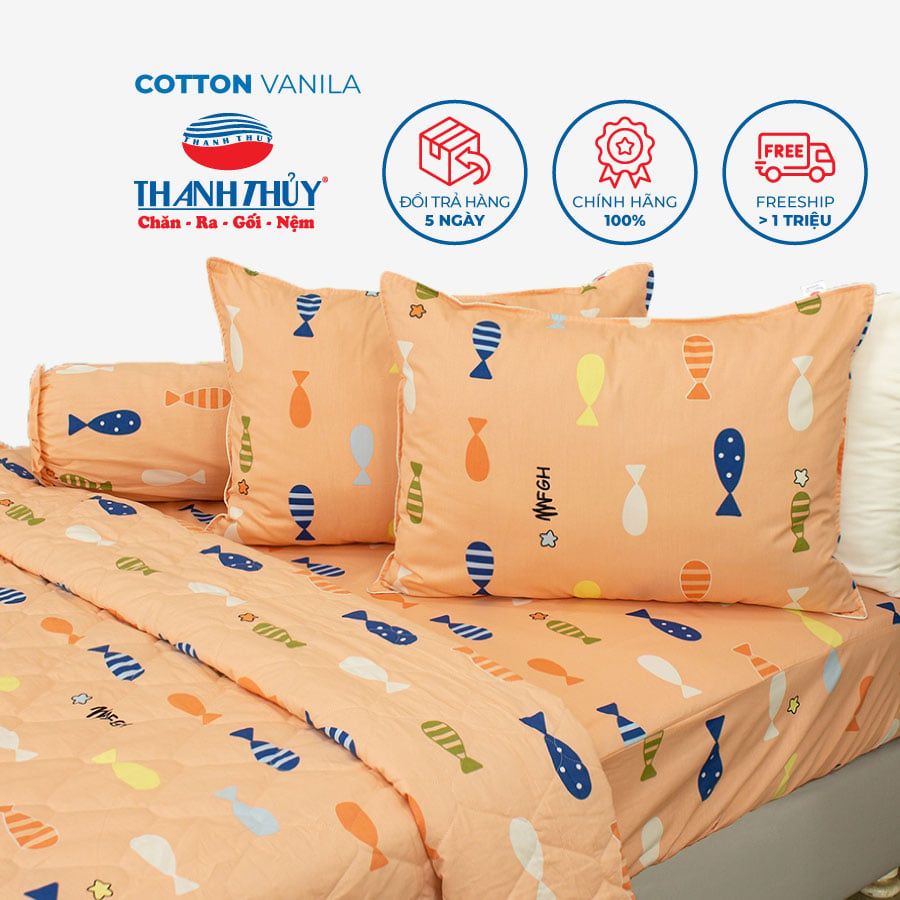  Bộ Ga Bọc Cotton Vanila (Vỏ Gối Không Lót Gòn) 465 