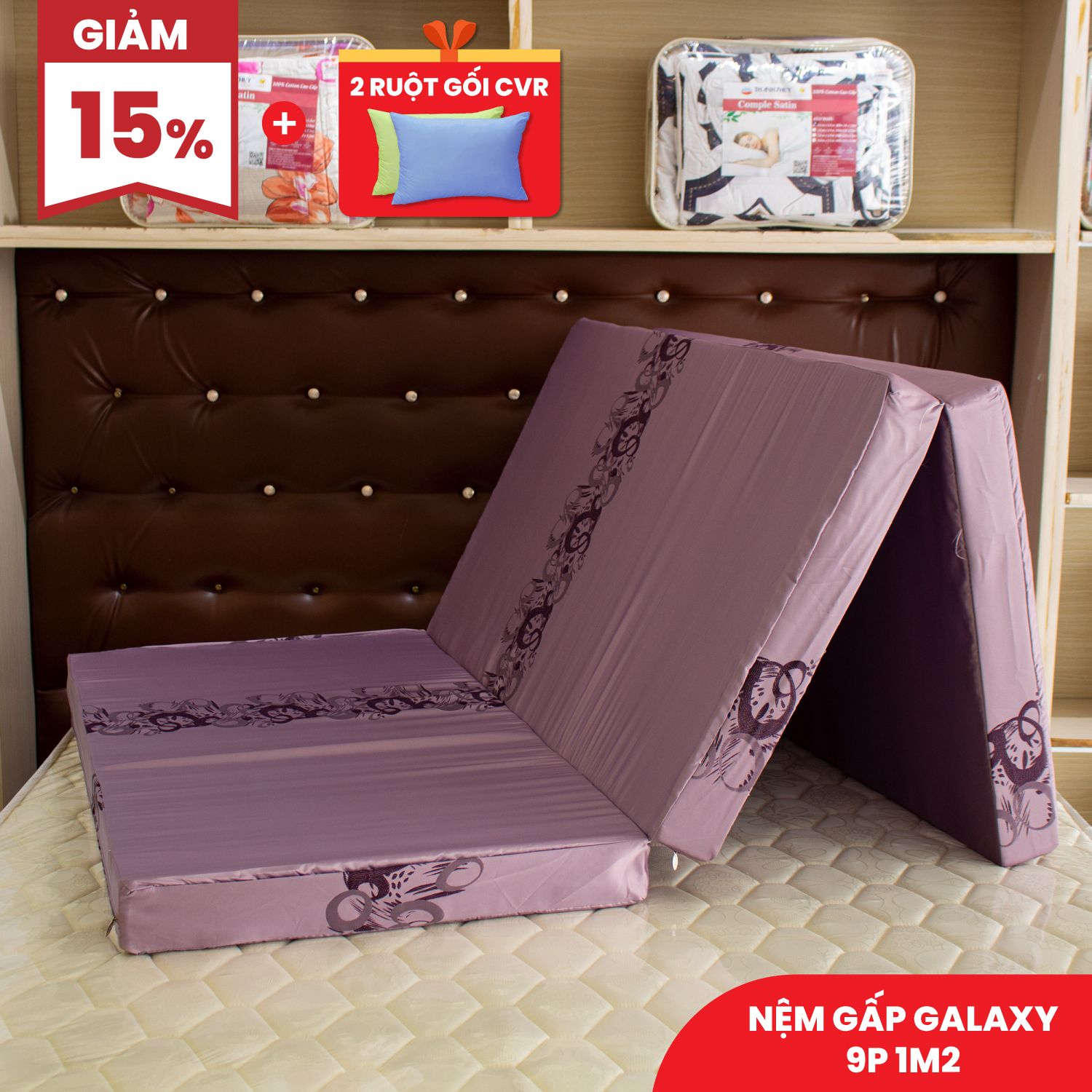  Nệm Bông Ép Gấp Galaxy - Dày 8cm 