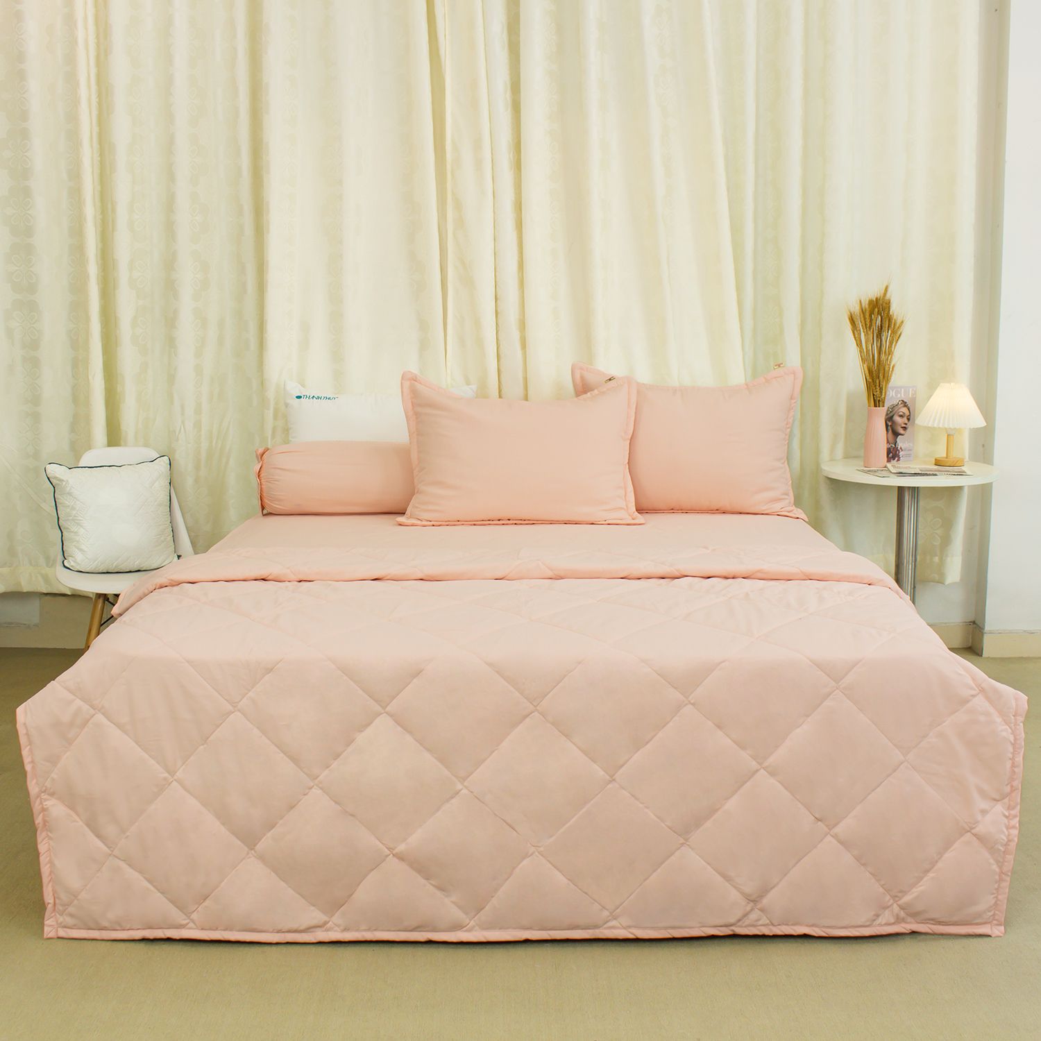  Bộ Ga Bọc Lụa Chevery Modal Màu Hồng Lợt (60) 