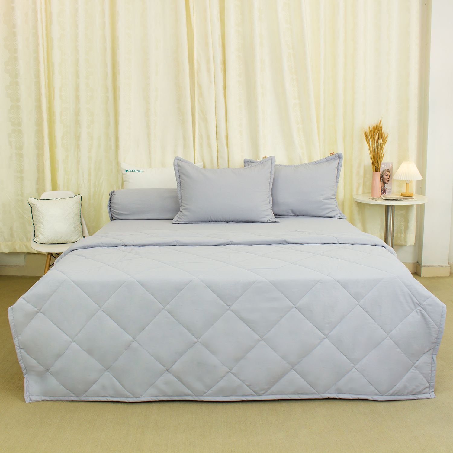  Bộ Ga Bọc Lụa Chevery Modal Màu Xám Lợt (71) 