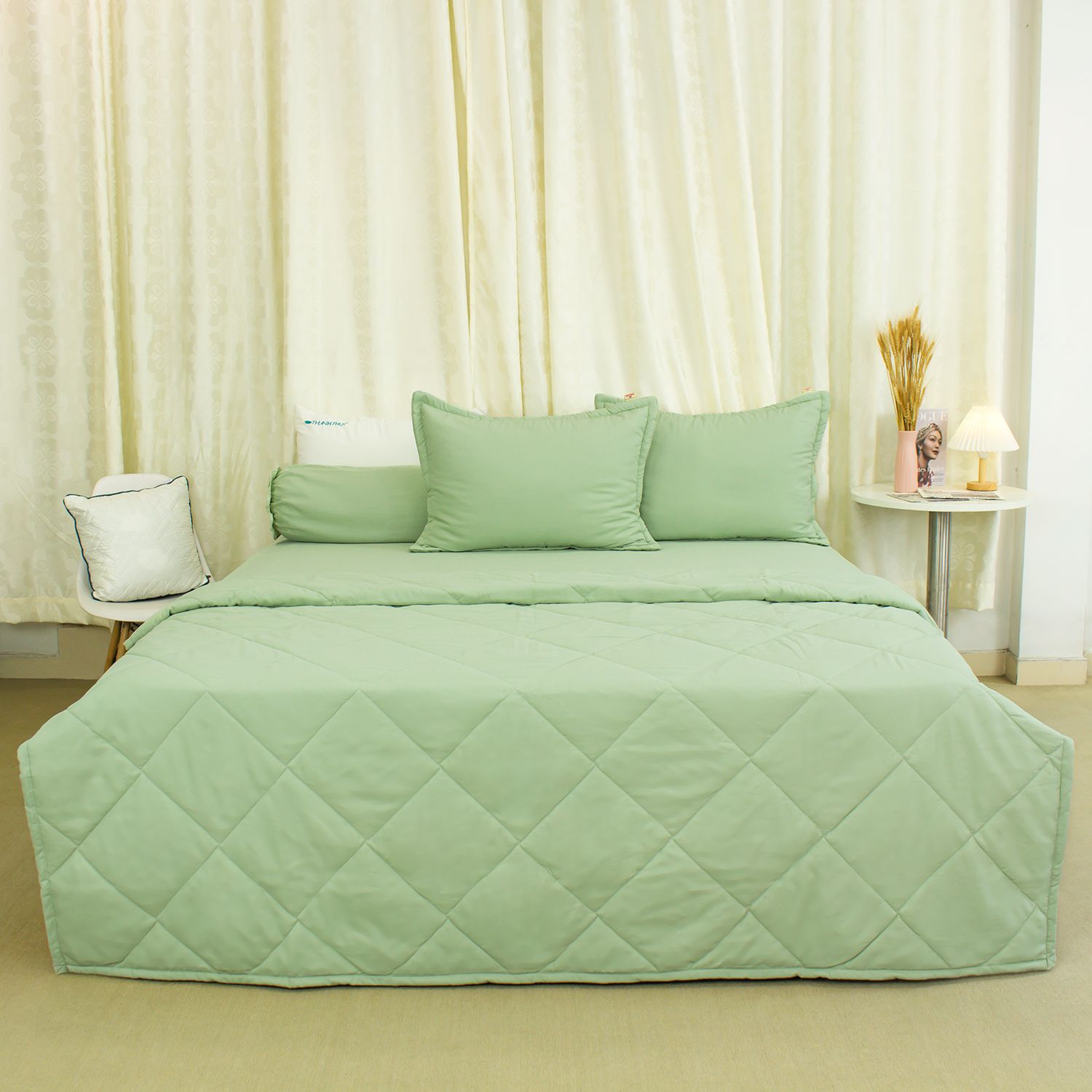  Bộ Ga Bọc Lụa Chevery Modal Màu Xanh Lá (56) 