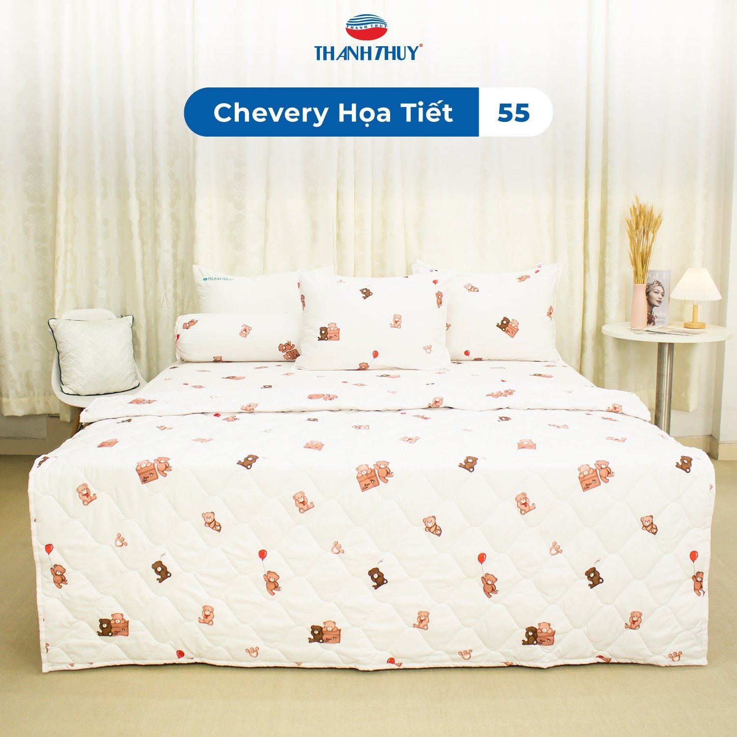  Bộ Ga Bọc Microfiber Chevery Họa Tiết 55 
