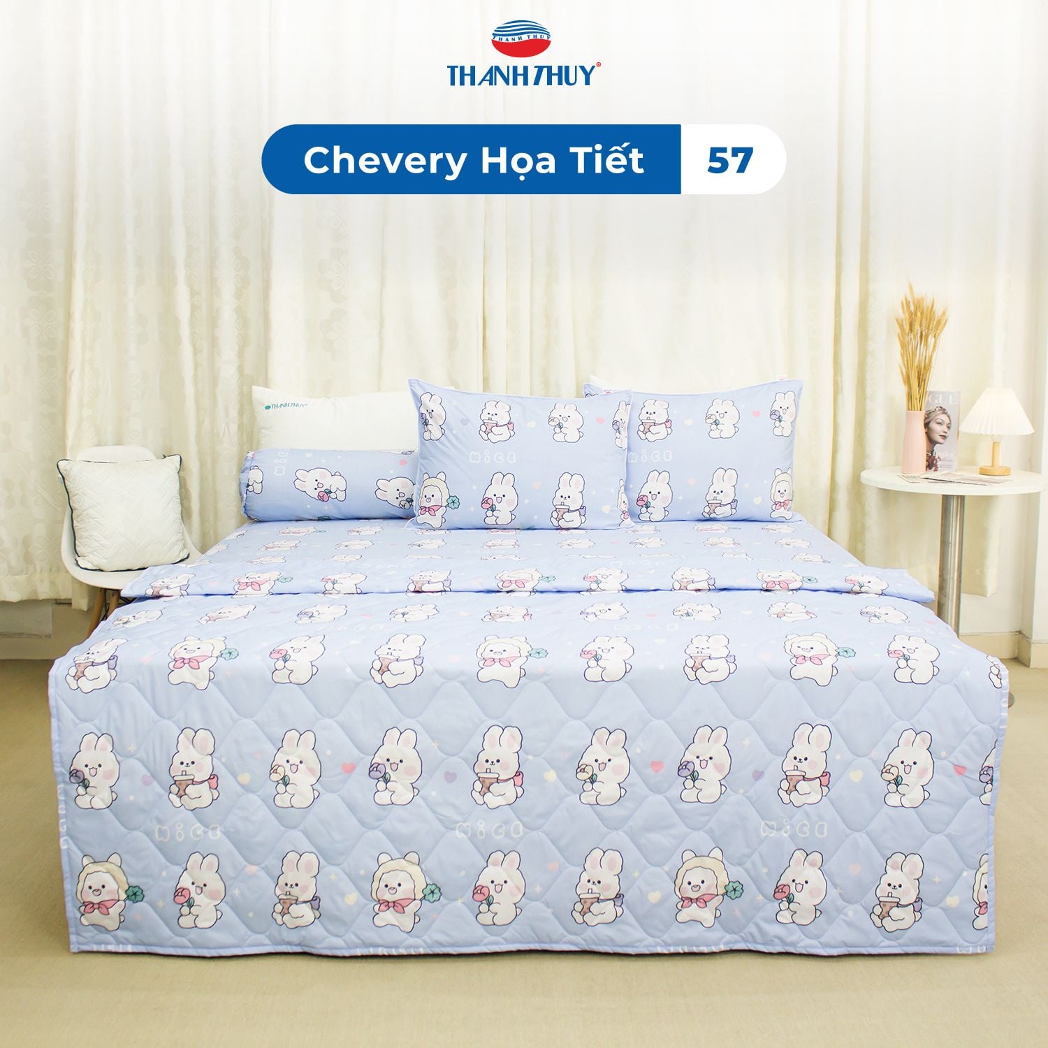  Bộ Ga Bọc Microfiber Chevery Họa Tiết 57 