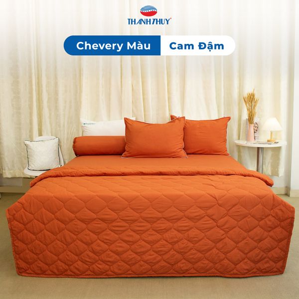  Bộ Ga Bọc Microfiber Chevery Màu Cam Đậm (1) 