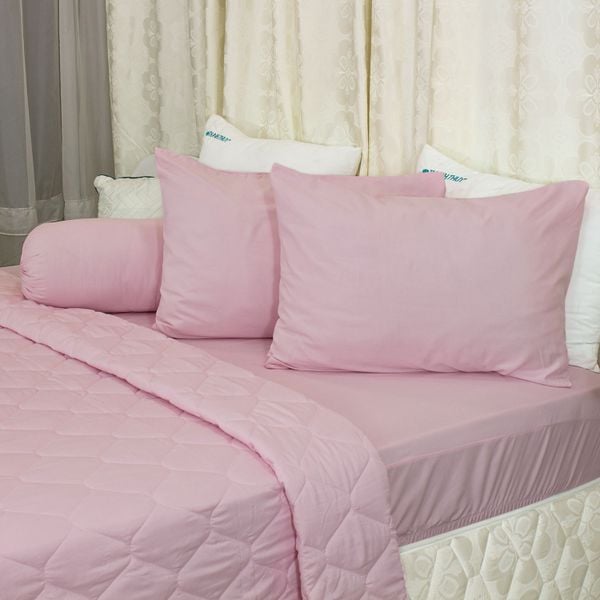  Bộ Ga Bọc Microfiber Chevery Màu Hồng Đào (67) 