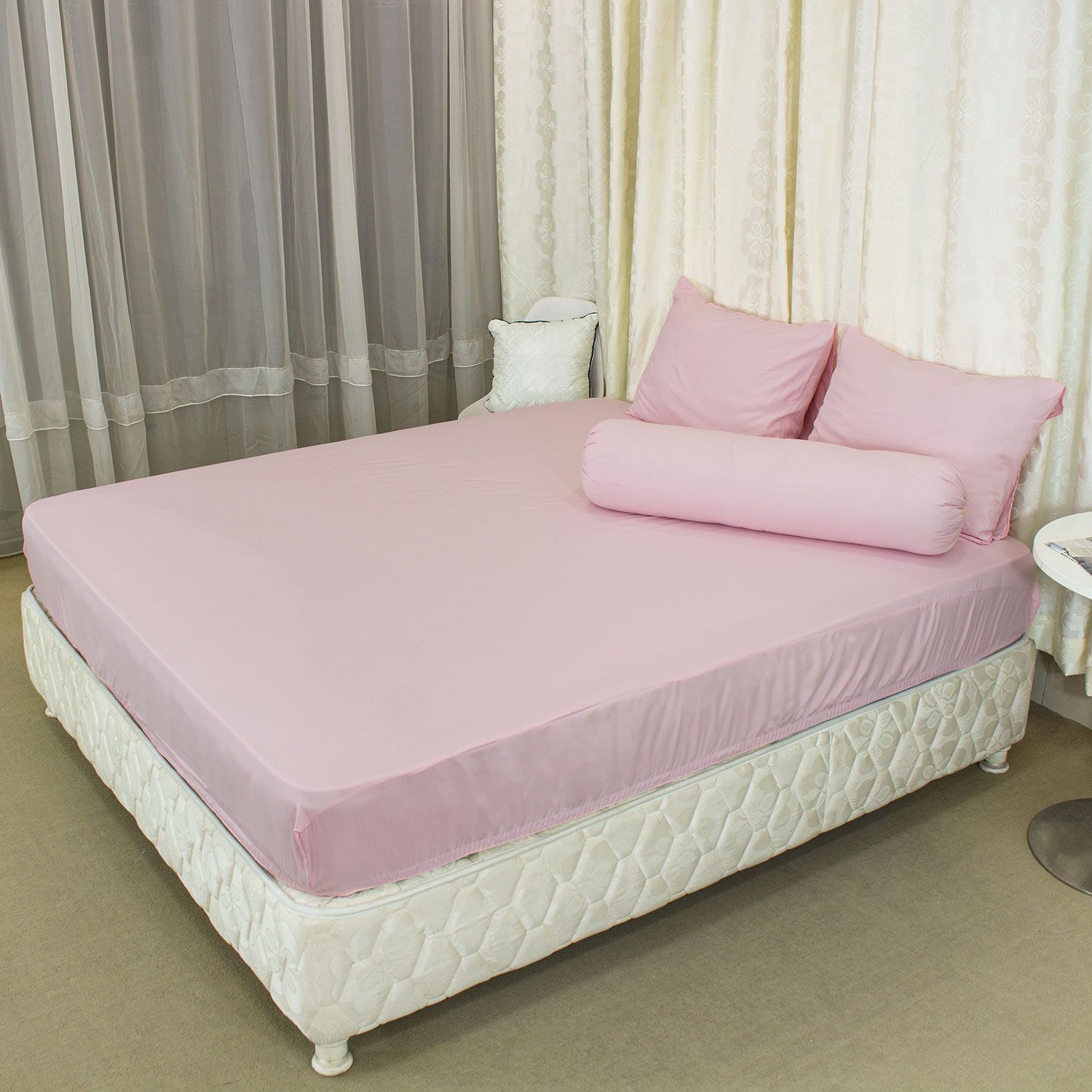  Bộ Ga Bọc Microfiber Chevery Màu Hồng Đào (67) 