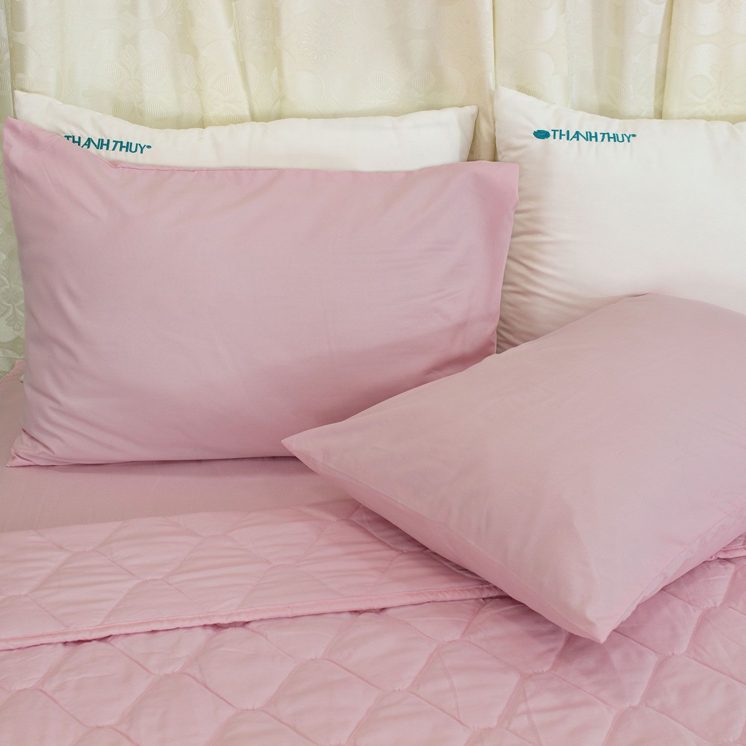  Bộ Ga Bọc Microfiber Chevery Màu Hồng Đào (67) 