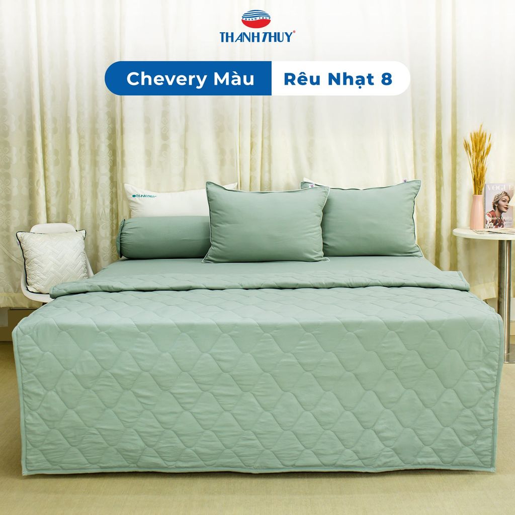  Bộ Ga Bọc Microfiber Chevery Màu Rêu Nhạt (8) 