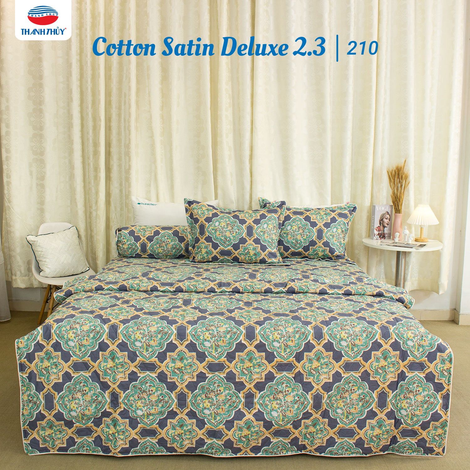  Bộ Ga Bọc Cotton Satin Deluxe 210 