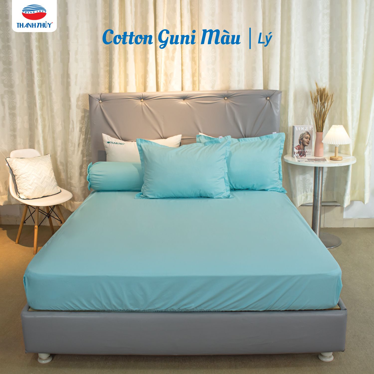  Bộ Ga Bọc Cotton Guni Màu Lý (8) 