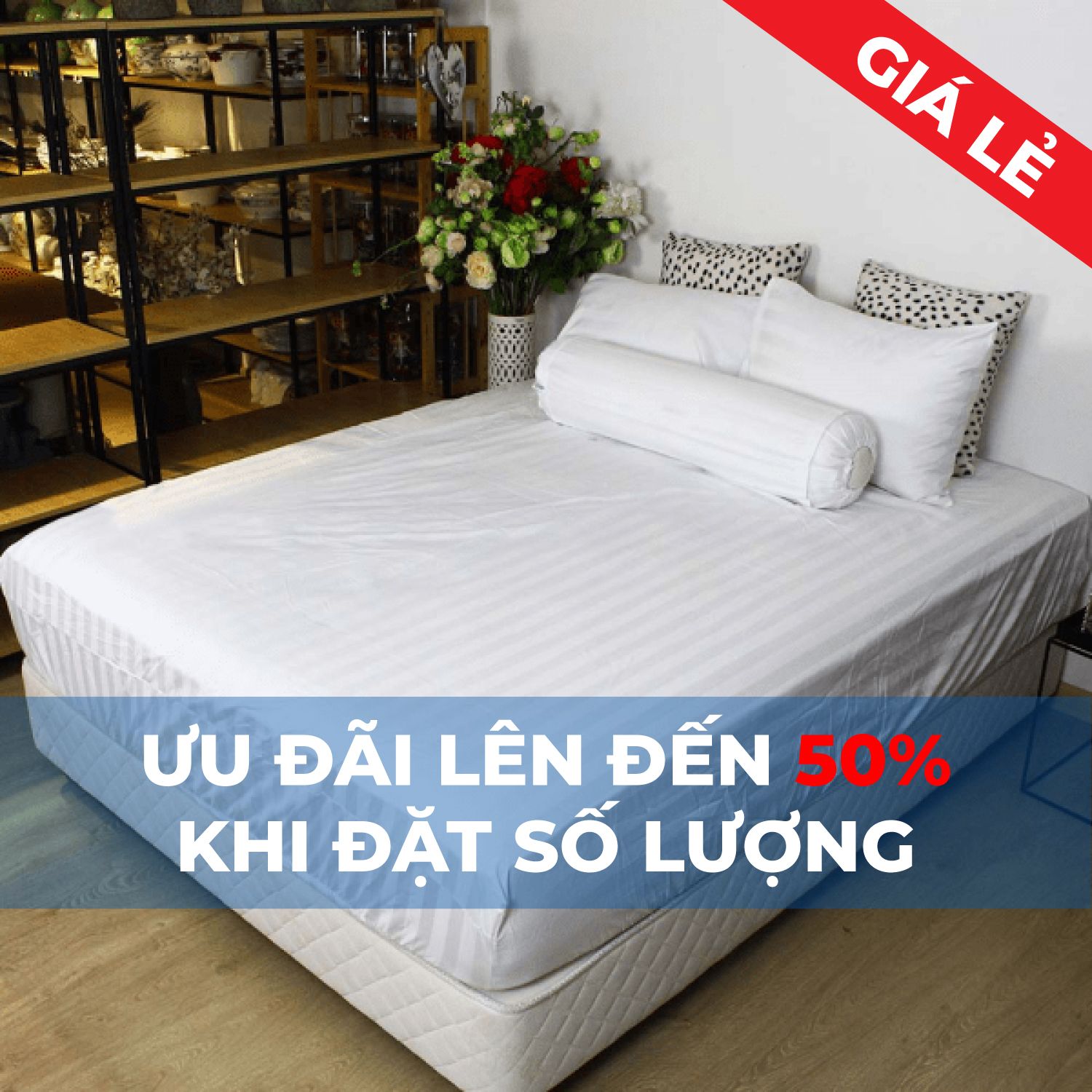  Ga Bọc Trắng Sọc Chống Nhăn (ƯU ĐÃI LÊN ĐẾN 50% KHI ĐẶT HÀNG SỐ LƯỢNG) 